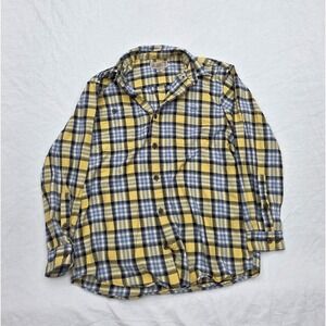 Duluth Trading Yellow And Blue Check Plaid Longsleeve Button-up Shirt Size M